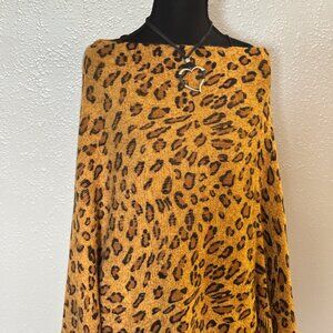 Crazy Train Leopard Skin Knit Poncho, One Size Fits All Bundle and save 30% off